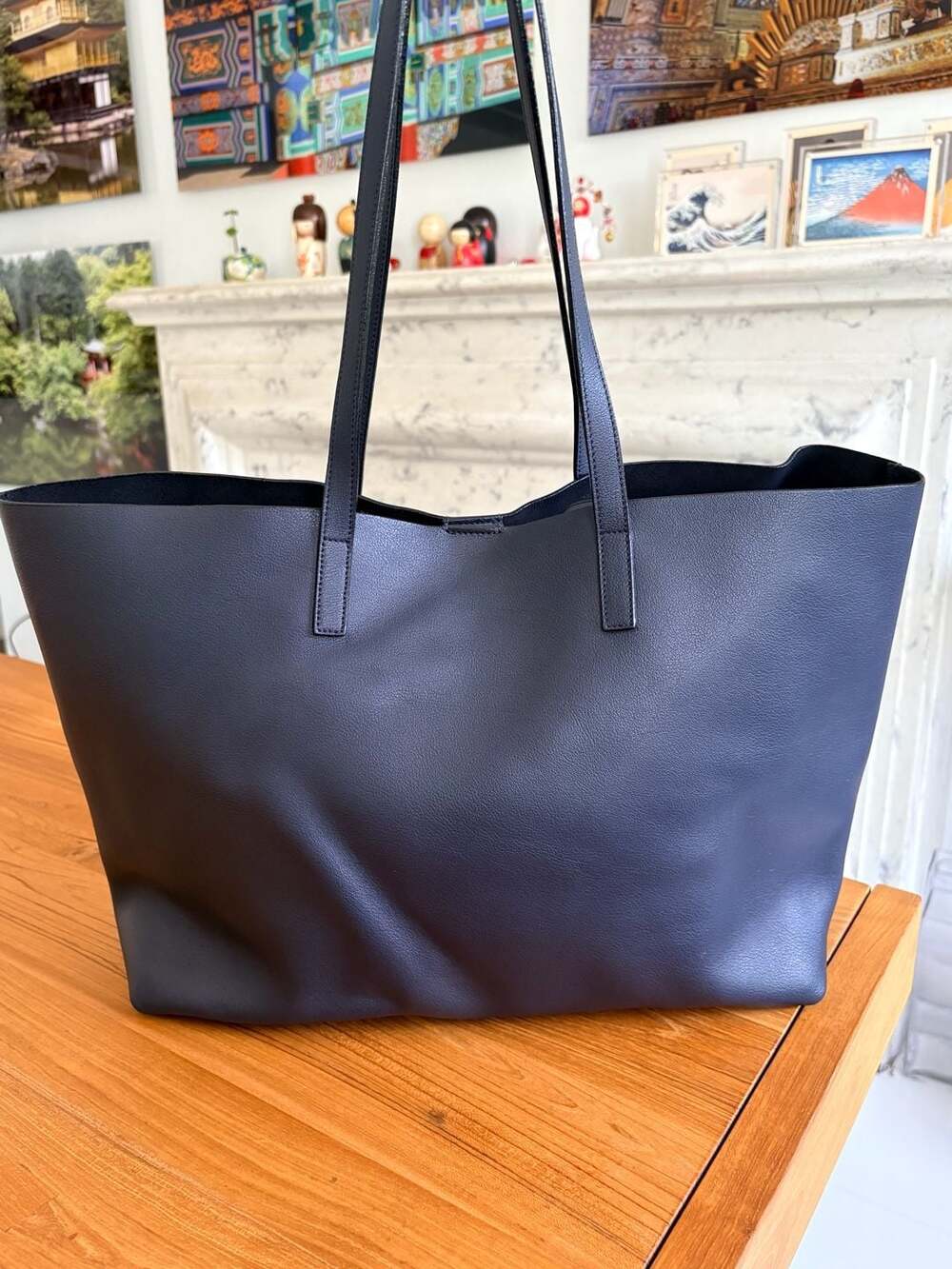 Saint Laurent East West Shopping Tote in Navy Blue Like New - Picture 3 of 16